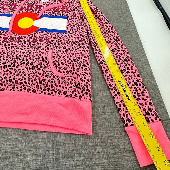 NEW! Love Peace Hope By Zenana Colorado Hooded Sweater Leopard Pink Medium - Picture 7 of 11